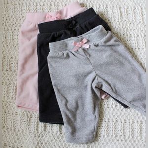 Girls Baby Sweat Pants Trio Pack with Ribbon
